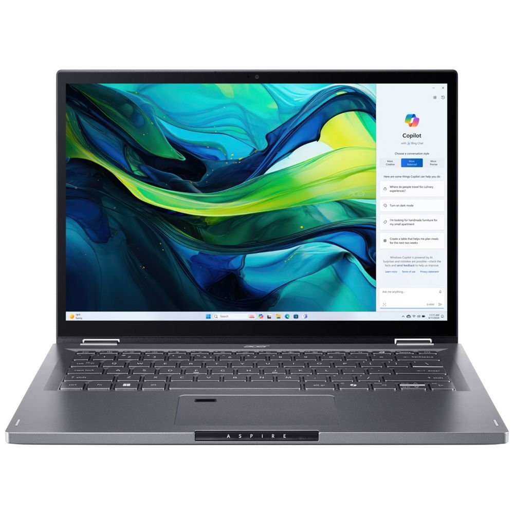 Acer Aspire Spin 14 | Intel Core 5 120U | 8GB LPDDR5 | 512GB NVMe SSD | 14″ WUXGA IPS Touch Display With Pen | Win 11 | Finger Print | Steel Gray - Image 2