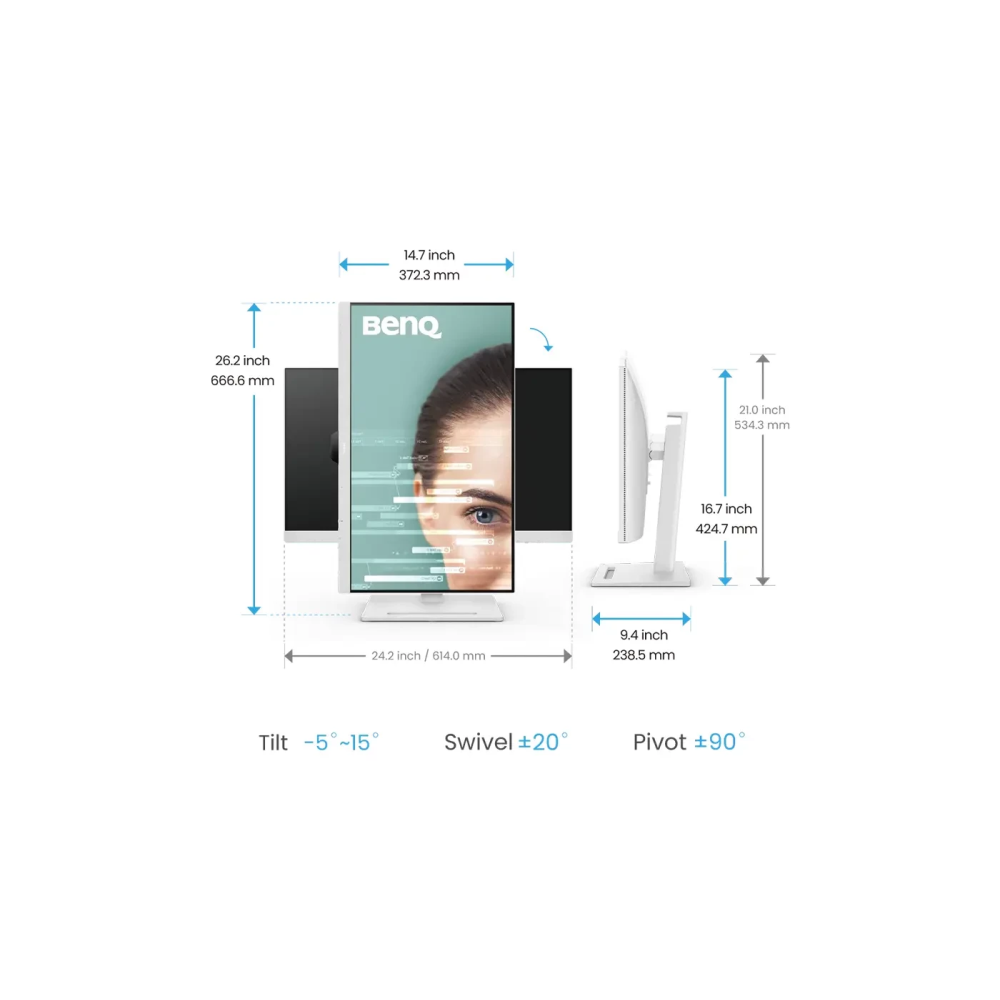 BenQ GW2790QT 27″ 2K QHD | USB-C | IPS | 75Hz | 99% sRGB | Ergonomic Design | Eye-care Monitor - Image 3