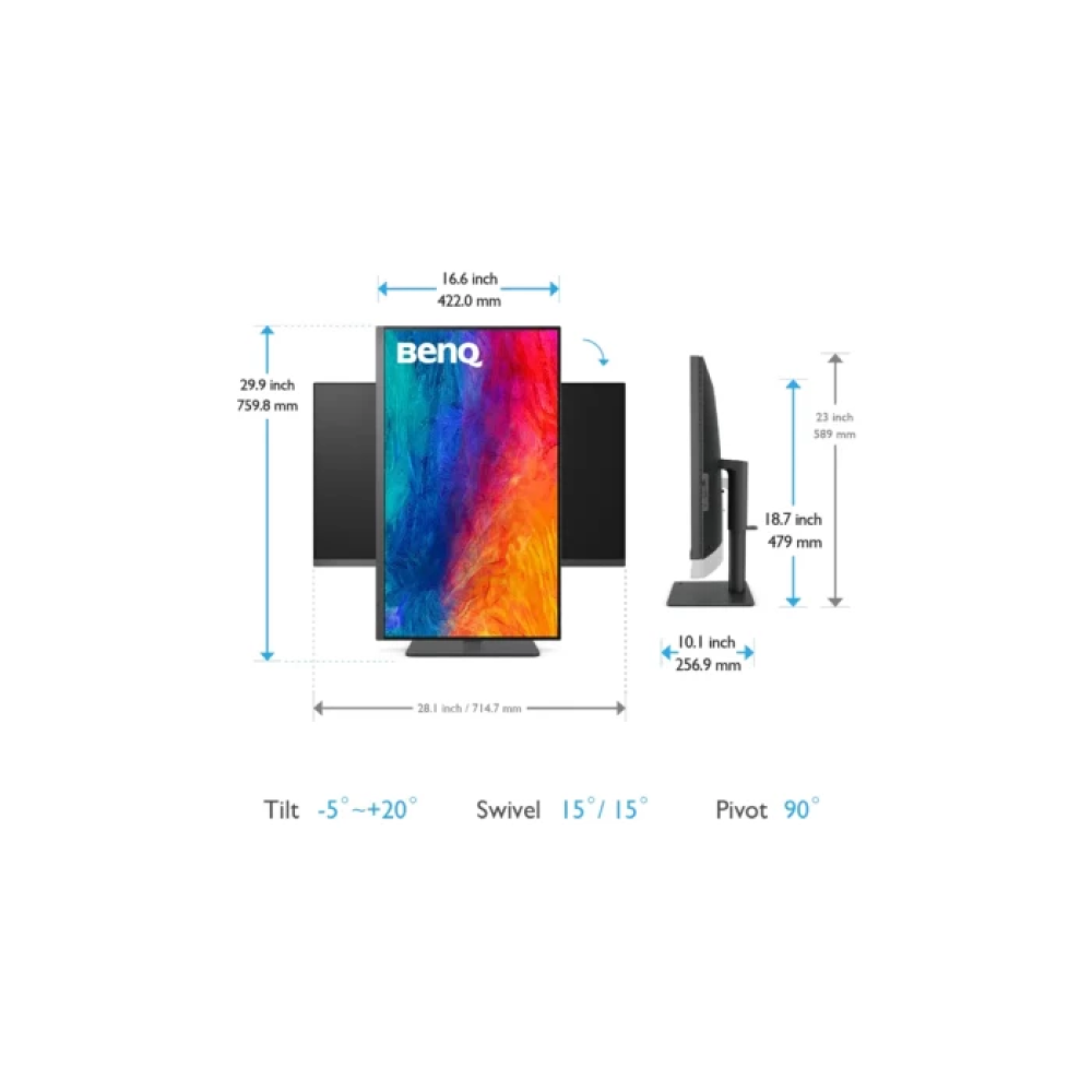BenQ PD3205U 32" | 4K UHD | 99%sRGB | HDR10 | 5Ms | Built-In Speaker | USB-C | Ergonomic Style Designer Monitor - Image 4