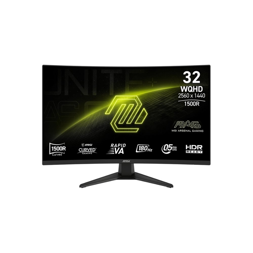 MSI MAG 321CQF E18 Gaming Monitor 31.5" WQHD VA Curved Display | 180Hz | 0.5ms | 16:9 | 1.07B Color | 124% sRGB, 92% DCI-P3, 89% Adobe RGB | 2 x HDMI 2.0b, 1 x DP 1.4a | AMD FreeSync | HDR Ready | 1 Year Warranty