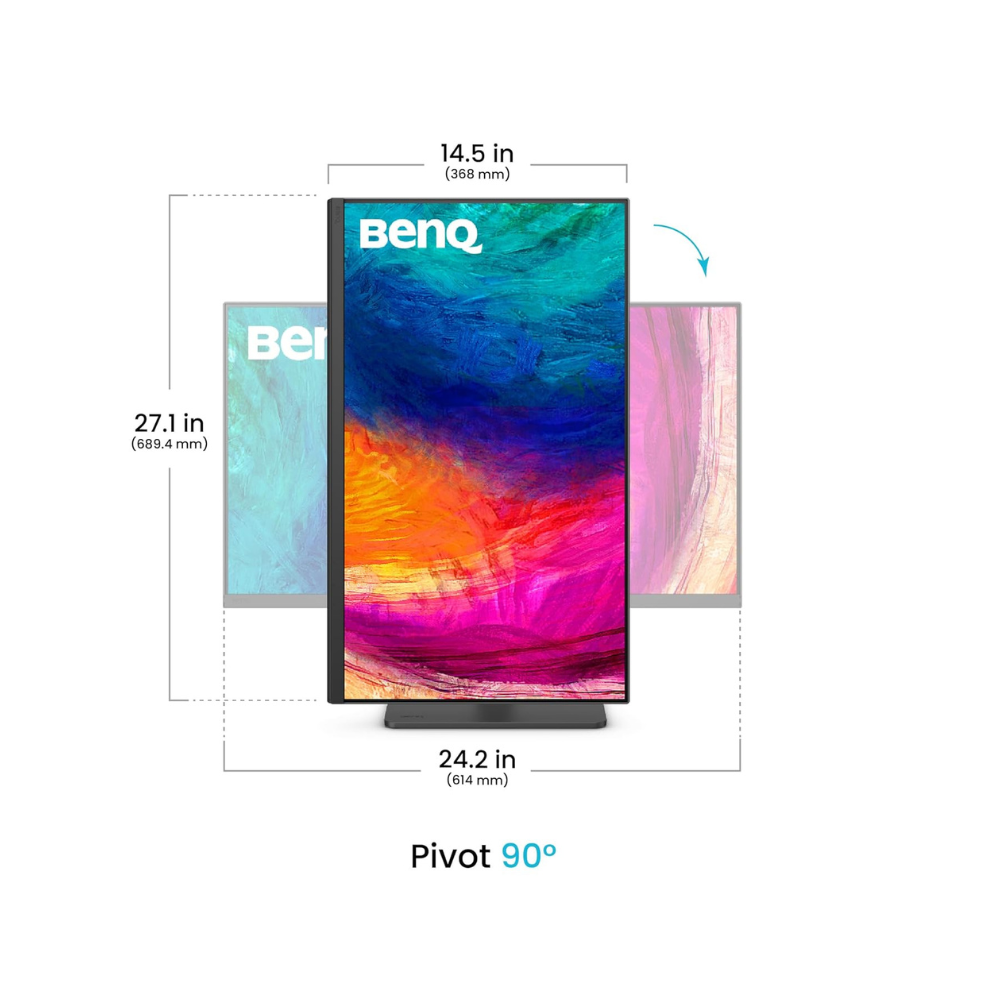 BenQ PD2706QN 27" 2K Monitor | 2560x1440 | IPS Panel | 100Hz | 100% sRGB | Built-in Speaker | Height Adjustable - Image 4