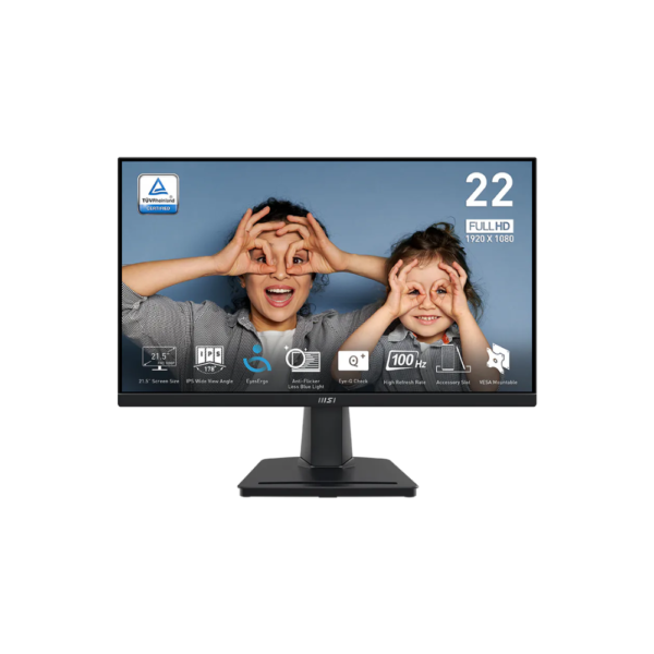 MSI PRO MP225 22″ Monitor | IPS Panel |100Hz | FHD | 100% sRGB | HDMI & VGA Port | Eye-Care Technology Monitor | 1 Year Warranty