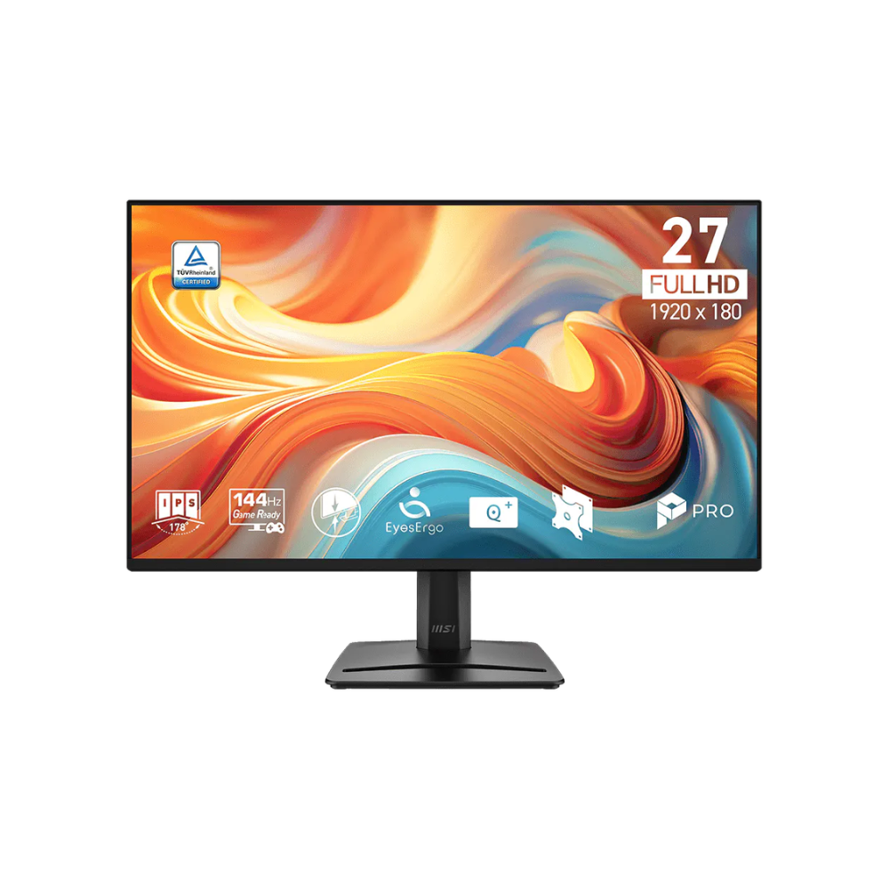 Untitled design (33) MSI PRO MP275 E14L 27″ Monitor | IPS Panel |144Hz | FHD | 110% sRGB, 80% ARGB, 85% DCI-P3 | HDMI, VGA, Headphone Out | 2 x 2W Speaker | Eye-Care Technology | 1 Year Warranty Monitor - Image 1