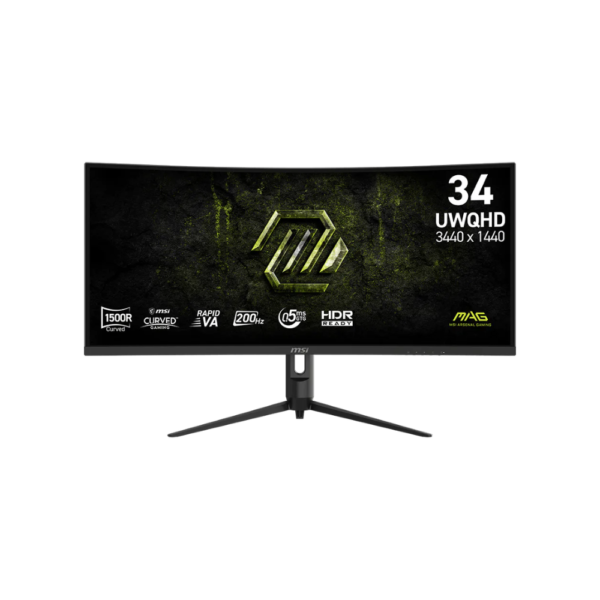 MSI MAG 342CQRF E20 34-Inch | Rapid VA | 200Hz | UWQHD | 88% aRGB/ 90% DCI-P3/ 110% (CIE1976 Standard) sRGB | HDMI, DisplayPort, Headphone Out | Tilt, Swivel, Pivot, Height Adjustable | Eye-Care Technology | 1 Year Warranty Monitor